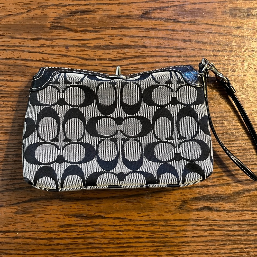 Coach Black and Gray Signature Clutch